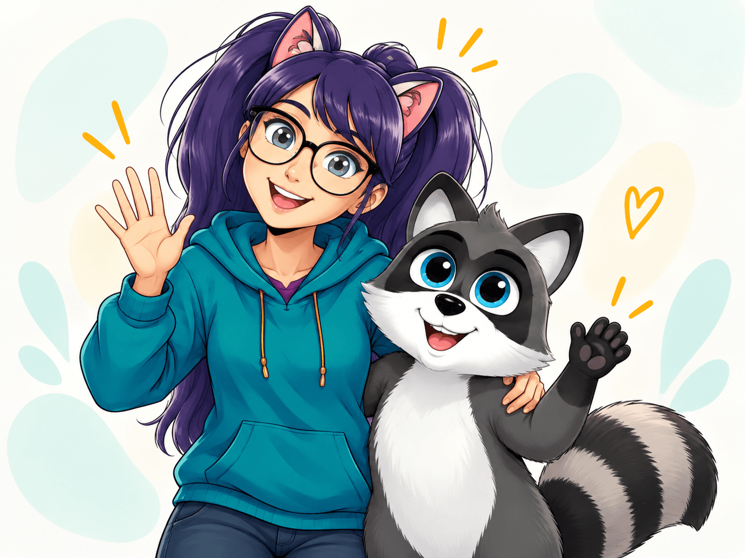 OLU y su amiga, personajes del universo OM RED